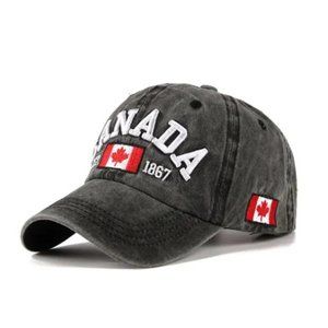 Canada Embroidered Emblem Patch Baseball Cap Hat. Color Fade Gray